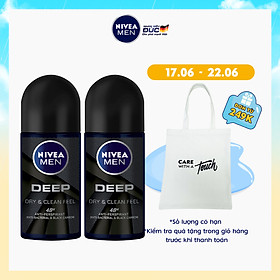 Combo 2 Lăn Ngăn Mùi NIVEA MEN DEEP Than Đen Hoạt Tính 50ml - 80031