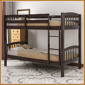 Mua Giường 2 tầng Tundo màu nâu cầu thang treo