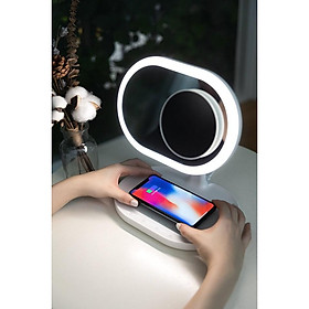Gương trang điểm có sạc không dây, loa bluetooth, đèn ngủ