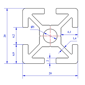 Mua Nhôm định hình 20x20 (LWA-220461500) - Miễn phí cắt theo kích thước yêu cầu (Giá đã bao gồm VAT)