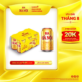 Lốc 6 lon Bia Hà Nội (330ml/lon)
