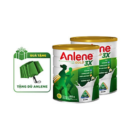 Combo 2 Sữa Bột Anlene Gold 3X Hương Vanilla Hộp thiếc 800g tặng dù Anlene