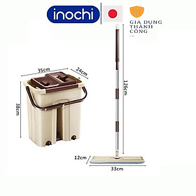Mua Bộ Cây Lau Nhà Thông Minh Kèm Thùng Vắt 2 Ngăn Sizes Lớn BH-M200 Inochi gồm chổi lau nhà và dụng cụ vắt tự động