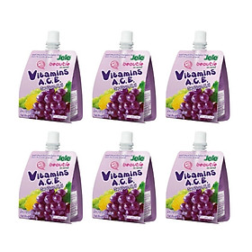 Combo 6 Gói Nước Trái Cây Thạch Jele Beautie Vị Nho Vitamins A.C.E (150g x 6 Gói)