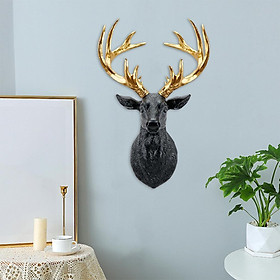 3D Deer Head Statue Wall Mounted Resin Animal for Gallery Decor