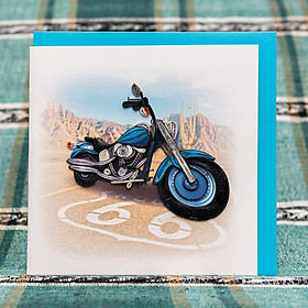 Thiệp Giấy Xoắn - Xe Mô Tô Xanh - NCC-T1502