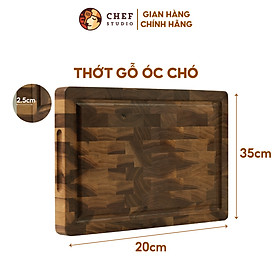 Thớt gỗ óc chó Walnut Chef Studio cắt thái băm chặt, an toàn cho sức khỏe kích thước 25x35x2.5cm