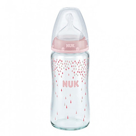 Bình Sữa NUK Thủy Tinh 240ml Núm Ti Silicone S1 Size M NU66128