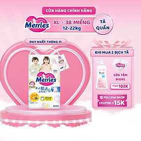 Tã/bỉm quần Merries size XL - 38 miếng (dành cho bé từ 12 - 22kg)