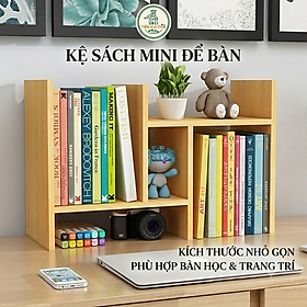 Kệ sách gỗ để bàn - Tủ,kệ sách mini - Giao màu sắc ngẫu nhiên