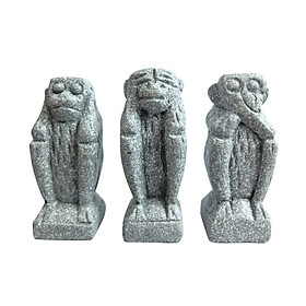 Mua Set bộ 3 tượng đá tam không - Chiều cao 6cm - Màu đá xám