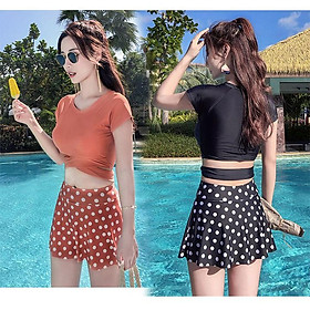 Hình ảnh Bộ đồ bơi nữ bikini 2 mảnh váy chấm bi chất thun đẹp, bộ áo tắm chấm bi hàng mới