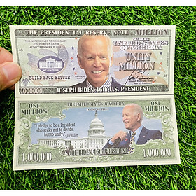 Tờ tiền 1 Triệu Đô Mỹ lưu niệm chân dung tổng thống Biden của Mỹ, quà tặng lưu niệm độc đáo - kèm túi nilon bảo quản