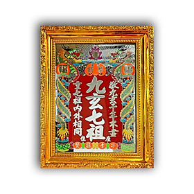 Bài vị Cửu Huyền Thất Tổ chạm - chữ Hán - Khung nhựa cứng loại tốt mạ vàng xi