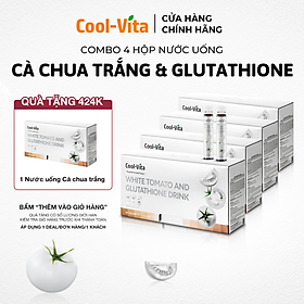 Combo 4 Hộp Nước Uống Cà Chua Trắng Hỗ Trợ Sáng Da Kết Hợp Glutathione, Niacinamide, Collagen Peptide, Vitamin C Coolvita Hỗ Trợ Đều Màu Da Dưỡng Da Ẩm Mịn (6 chai × 25 ml)/hộp - Thực Phẩm Bổ Sung