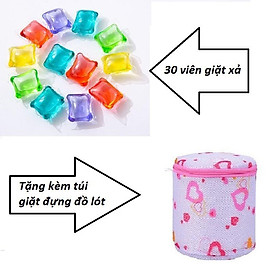 Hộp 30 viên giặt xả quần áo + tặng kèm túi giặt đựng đồ lót
