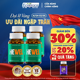 Combo 4 Hộp 30v - Viên Uống Bổ Gan Hewel Ecogreen – Giải Độc Gan Mát Gan, Hỗ Trợ Tiêu Hóa