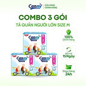 Combo 3 Tã/Bỉm Quần Người Lớn Canny Siêu Mềm, Siêu Thấm, Kháng Khuẩn, Tiết Kiệm Size M8/L7 - M-8 miếng