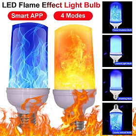 Smart APP LED Flame Effect Light Bulb 4 Modes With Upside Down Effect 2 Pack E26