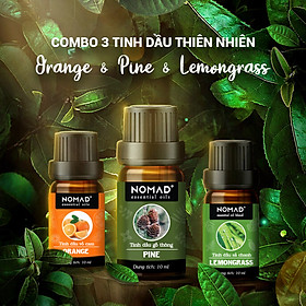 Combo 3 Tinh Dầu Nguyên Chất Nomad: Tinh Dầu Sả Chanh (10ml) + Tinh Dầu Gỗ Thông (10ml) + Tinh Dầu Vỏ Cam 10ml)