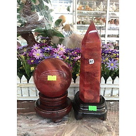 Mua Bộ combo phong thủy trấn trạch đá núi lửa Obsidian đỏ