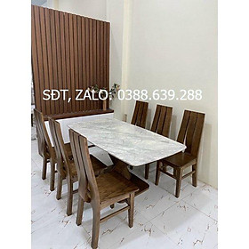 Mẫu Bàn Ăn Gỗ Mặt Đá 6 Ghế Đẹp