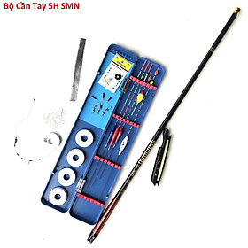 Bộ cần câu tay 5H carbon đỏ , hộp phao câu có 5 phao , dây câu , lưỡi câu , ốp cần , chì câu , thu gọn 72cm tiện dụng