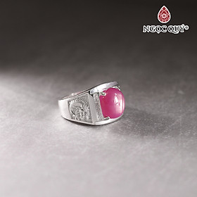Nhẫn bạc nam mặt đá Ruby 12x10mm Ni19 mệnh hỏa, mộc - Ngọc Quý Gemstones