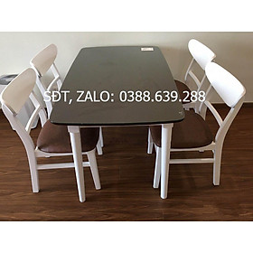 Bộ bàn ăn mango trắng nâu 1m2 + 4 ghế mango  Thương hiệu Nội Thất Bình Long