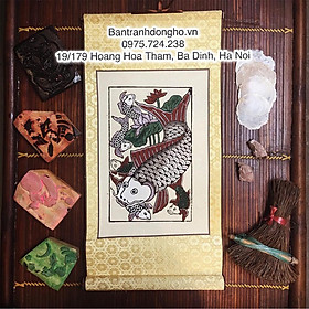 Mua (BLN) Tranh Đông Hồ Đàn cá Cá chép hoa sen - Tranh Đông Hồ bồi lụa truyền thống