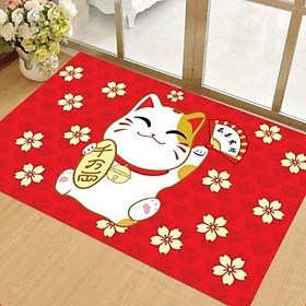 Mua Thảm Nhà Bếp Mèo Thần Tài Neko Lau Chùi Chân Chống Trơn Trượt