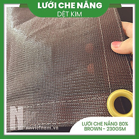 LƯỚI CHE NẮNG 80% MAY VIỀN KHUY - MÀU NÂU - SIZE 3M X 3M