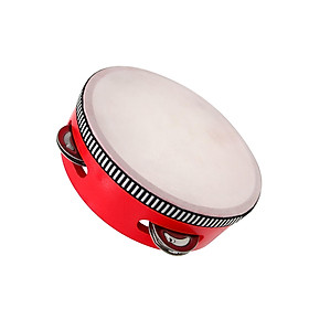 Kids Percussion Tambourine Hand Drum Handheld Drum with Metal Bells for Adults Activity Concert Dancing Instrument