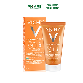Kem Chống Nắng Không Gây Nhờn Rít Không Màu SPF50  Vichy Capital Soleil SPF50 Face Dry Touch (50ml) -100516689