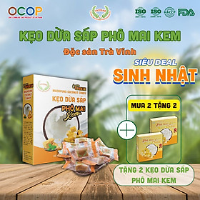 Kẹo dừa sáp VICOSAP vị phô mai kem kẹo mềm dẻo ít đường đặc sản Trà Vinh hộp 100g