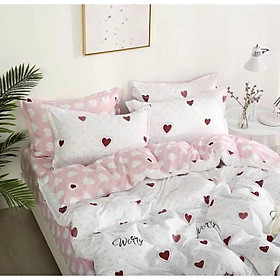 Poly Coton Nhập Mẫu Tim trắng hồng