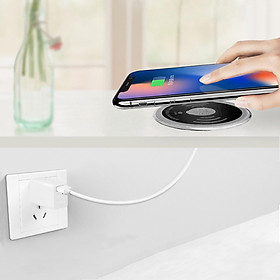 Wireless Charger, Qi Certified Desktop Embedded Wireless Charging Station with 2 USB Charging Ports for Cafes, Restaurants, Bar, Airport