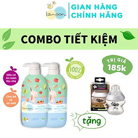 COMBO 2 Bình Nước rửa rau củ quả Organic Lamoon 450ml TẶNG 1 Bình Sữa PP