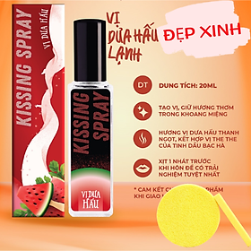 Xịt thơm miệng Kissing Spray vị dưa hấu mát lạnh chai 20ml - LOLI & THE WOLF, Tặng Kèm Mút Rửa Mặt