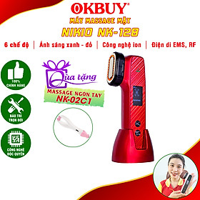 Máy Massage Mặt Và Nâng Cơ Mặt Nikio NK-128 - Công Nghệ Điện Di RF và EMS, Photon Xanh và Đỏ Chườm Nóng Và Lạnh - Hỗ Trợ Đẩy Tinh Chất, Giảm Nếp Nhăn, Tăng Sinh Collagen, Trẻ Hóa Da