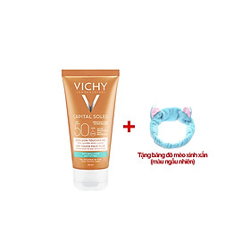 Hình ảnh Kem Chống Nắng Kiểm Soát Dầu Không Nhờn Rít Vichy Capital Soleil Dry Touch Face Fluid Mattifying SPF50 50ml (Tặng băng đô mèo xinh xắn)