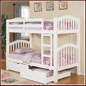 Giường 2 Tầng Casa- Trắng Gỗ Thông Tự Nhiên Có Ngăn Kéo