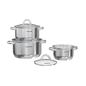 Bộ 3 Nồi Inox 3 Đáy Sunhouse SHG361 - Hàng Chính Hãng