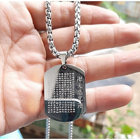 Dây chuyền nam cao cấp titanium siêu đẹp gồm mặt khắc Chú Đại Bi Quan Âm Inox và dây titan