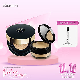 COMBO Phấn phủ kiềm dầu hoàn hảo KEILEI + Phấn nước đa năng 3 trong 1  KEILEI -  3 in 1 Radiance Cushion  KEILEI