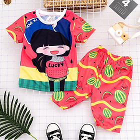 Đồ bộ bé gái, quần áo Mimykid in 3D hoạt hình và trái cây dễ thương, đáng yêu chất liệu thun dày mịn mát, được các bé gái yêu thích, thời trang, set,