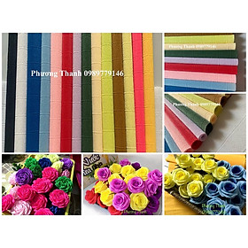 Mua GIẤY NHÚN Ý LÀM HOA sét 5-10 tờ đủ màu khổ 50x50cm giấy nhún Ý định lượng 140gr