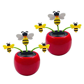 2PCS Dancing Solar Powered Bumble Bee For Car Interior Ornament Decor
