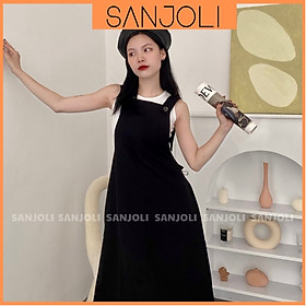 Váy Yếm Nữ Maxi SANJOLI Dáng Suông Dài Chữ A Cổ Vuông Hai Dây Xòe Rộng Phong Cách Hàn Quốc Ulzzang QD018
