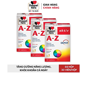 Liệu trình 03 tháng bổ sung vitamin tổng hợp và khoáng chất, tăng cường sức khỏe đề kháng Doppelherz Aktiv A-Z Depot (03 hộp, 30 viên/hộp)
